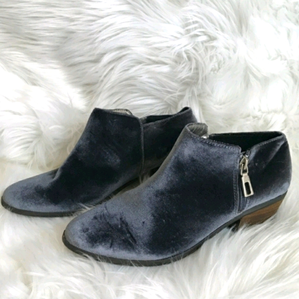 Gray Velvet Ankle Booties - So Cute!